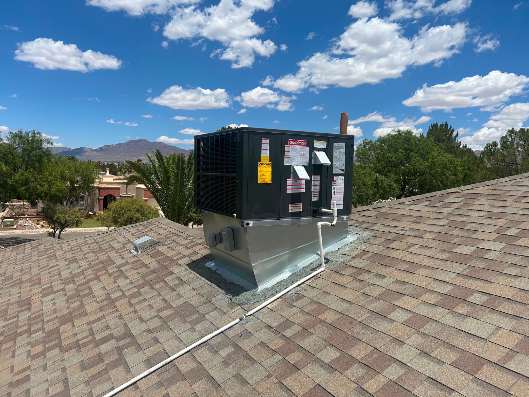 Goodman rooftop HVAC unit installed by Elite Improvement Co